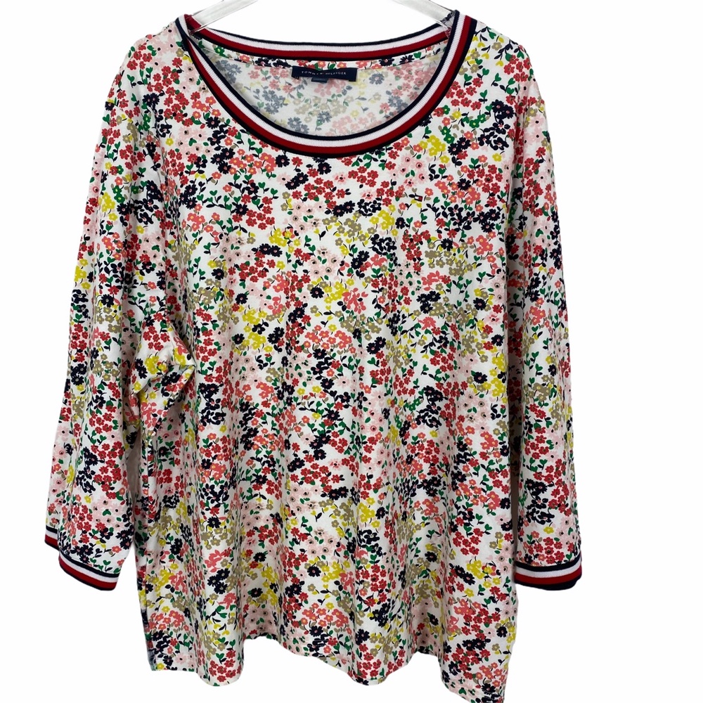 Tommy Hilfiger Crew Neck Cotton Floral Top 2X